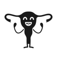 icône de glyphe de caractère utérus souriant. symbole de la silhouette. santé des femmes. la fertilité. système reproducteur féminin sain. espace négatif. illustration vectorielle isolée vecteur