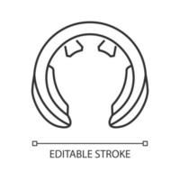 icône linéaire de l'outil de massage du cou. appareil de stimulation du cou et des épaules. détente, loisirs. illustration personnalisable en ligne mince. symbole de contour. dessin de contour isolé de vecteur. trait modifiable vecteur