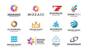 ensemble de collection de logos d'entreprise, comptabilité d'entreprise, finances d'entreprise, assurance, investissement, création de logo de groupe abstrait.