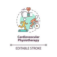 icône de concept de physiothérapie cardiovasculaire. exercice physique de rééducation. illustration de ligne mince d'idée abstraite de forme physique. dessin de couleur de contour isolé de vecteur. trait modifiable vecteur