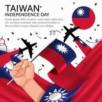 anniversaire de la fête de l'indépendance de taiwan. bannière, carte de voeux, conception de flyer. conception de modèle d'affiche vecteur