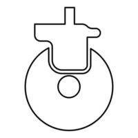 roue pour roulette de meuble chariot contour contour ligne icône illustration vectorielle de couleur noire image style plat mince vecteur