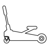 cric de levage voiture hydraulique sur roues service de réparation automatique contour contour ligne icône illustration vectorielle de couleur noire image style plat mince vecteur