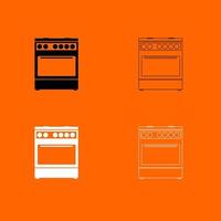 cuisine cuisinière icon set blanc noir couleur illustration vectorielle image style plat vecteur