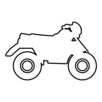 quad bike atv moto pour ride racing véhicule tout terrain contour contour ligne icône noir couleur illustration vectorielle image style plat mince vecteur