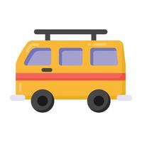 bus de vacances en icône de style plat, transport touristique vecteur