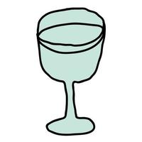 verre à vin linéaire doodle dessin animé isolé sur fond blanc. vecteur
