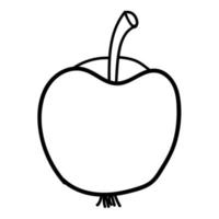 dessin animé doodle pomme linéaire isolé sur fond blanc. vecteur