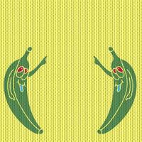 dessin animé joyeux pointeur de banane pop art fou sur le fond vecteur