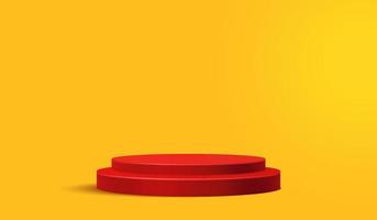 publicité sur socle de podium rouge pour l'affichage du produit sur un studio vierge, forme cylindrique pour la présentation du produit vecteur
