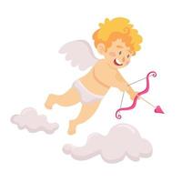 cupidon mignon volant et visant avec des flèches et un arc illustration vectorielle vecteur