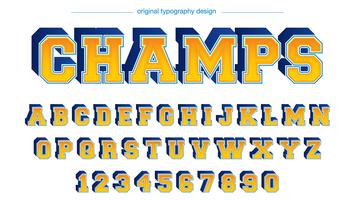 Typographie Varsity bleu-jaune-jaune vecteur
