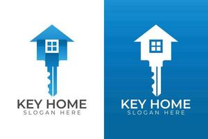 maison clé dégradée, création de logo de construction de maison immobilière clé avec deux versions vecteur