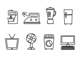 ensemble graphique vectoriel moderne d'icônes d'équipement électronique domestique