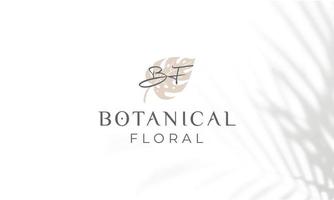 logo dessiné à la main d'élément floral botanique avec fleur et feuilles sauvages. logo pour spa et salon de beauté, boutique, magasin bio, mariage, designer floral, intérieur, photographie, cosmétique. vecteur