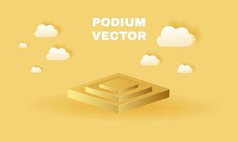 illustration 3d créative fond de podium jaune géométrique vecteur