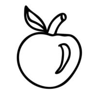 dessin animé doodle pomme linéaire isolé sur fond blanc. vecteur