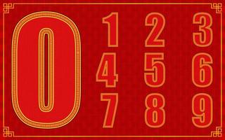 le numéro porte-bonheur est de zéro à neuf pour le style du joyeux nouvel an chinois. illustration vectorielle eps10 vecteur