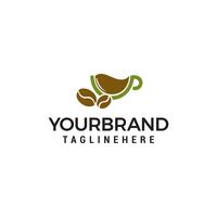 café à base de plantes logo design concept template vecteur