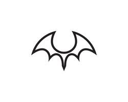 Icône de chauve-souris logo noir modèle fond blanc vecteur