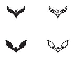 Icône de chauve-souris logo noir modèle fond blanc vecteur