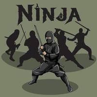 combats de ninjas. illustration vectorielle vecteur