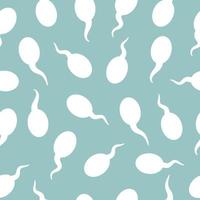 spermatozoïdes mâles.spermatozoïdes blancs sur fond bleu.illustration vectorielle simple et plate.modèle sans couture vecteur