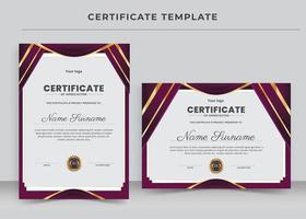 modèle de certificat d'appréciation, certificat de réussite, diplôme de récompenses vecteur