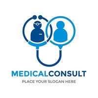 modèle de logo vectoriel de consultation médicale. cette conception utilise le symbole du stéthoscope. adapté à la santé.