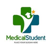 modèle de logo vectoriel étudiant en médecine. cette conception utilise le symbole du chapeau. adapté à l'éducation.