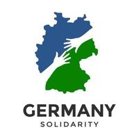 modèle de logo vectoriel de solidarité allemande. cette conception utilise la carte et le symbole de la main. adapté à la communauté.