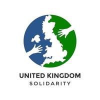 modèle de logo vectoriel de solidarité du Royaume-Uni. cette conception utilise la carte et le symbole de la main. adapté à la collectivité.