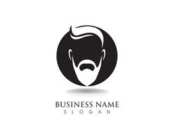 barbe masculine cheveux noirs logo geek et symbole vecteur
