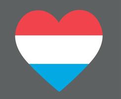 drapeau luxembourgeois europe nationale emblème coeur icône illustration vectorielle élément de conception abstraite vecteur