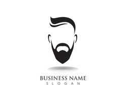 barbe masculine cheveux noirs logo geek et symbole vecteur