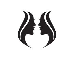 cheveux et logo femme et visage vecteur