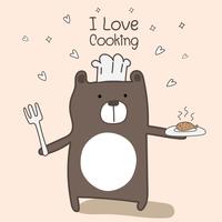 Cute Bear Chef est en train de cuisiner. Illustration vectorielle vecteur