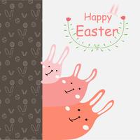 Carte de voeux joyeux jour de Pâques. La main dessinée lapin et fleur élément Design Vector Illustration.