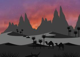 paysage de la faune du désert silhouette vecteur