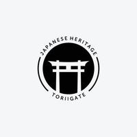 emblème du vecteur de logo de porte torii, illustration de conception du concept de culture du patrimoine japonais vintage