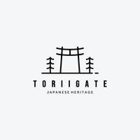 logo vectoriel minimaliste d'art de ligne torii gate, conception d'illustration du concept de culture japonaise traditionnelle