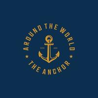 emblème du logo d'ancre de navire vintage vectoriel, conception d'illustration du concept d'océan avec ancre de bateau vecteur