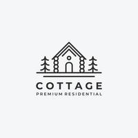 chalet en bois cabine logo dessin au trait illustration de conception vectorielle minimaliste vecteur