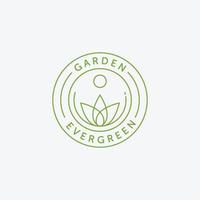 emblème feuilles simples éco jardin logo dessin au trait vecteur illustration conception environnement