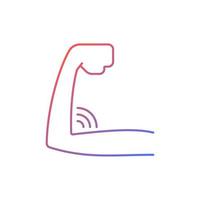 manque d'icône de vecteur linéaire de gradient de force musculaire. éprouver de la faiblesse. atrophie musculaire. troubles articulaires. symbole de couleur de ligne mince. pictogramme de style moderne. dessin de contour isolé de vecteur