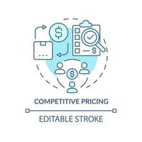 icône de concept turquoise de prix compétitif. surveillance des prix des concurrents idée abstraite illustration de la ligne mince. dessin de contour isolé. trait modifiable. roboto-medium, une myriade de polices pro-gras utilisées vecteur