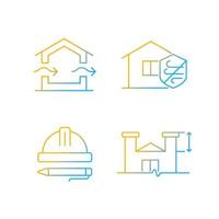 normes pour l'ensemble d'icônes vectorielles linéaires de gradient de construction résidentielle. ventilation naturelle. résistance aux intempéries. ensemble de symboles de contour de ligne mince. collection d'illustrations de contour isolé vecteur