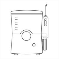 icône de contour de vecteur d'irrigateur oral. symbole d'hydropulseur isolé sur fond blanc. machine à brosser les dents pour les appareils orthodontiques de lavage interdentaire