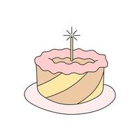 gâteau de dessin animé mignon. illustration de vecteur coloré isolé sur fond blanc. symbole de gâteau pour anniversaire, mariage, fête