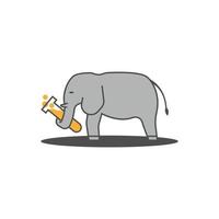 éléphant avec insigne de logo de santé de tube. vecteur